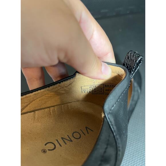 Vionic Womens Jacey Leather Round Toe Ballet Wedge Shoes Black Size 8‎ Comfort - Picture 3 of 7